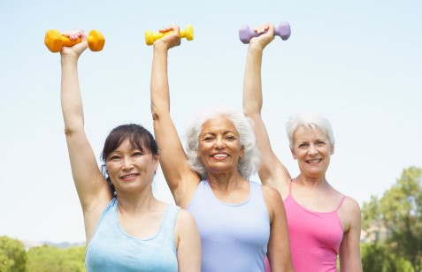 group of women exercising